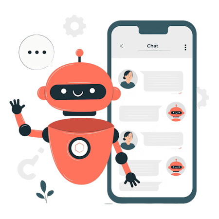Illustration: AskRacine AI chatbot assisting users with queries