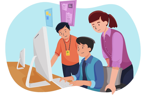 Illustration: Students completing ASP.NET & MySQL internship at TechRacine